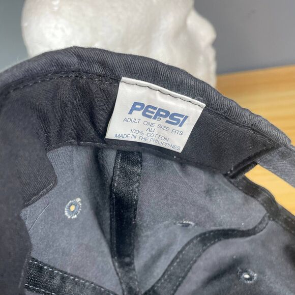 Vintage Pepsi Stuff Denim Hat Black Embroidered Logo Adjustable Strapback NWT - Picture 9 of 10